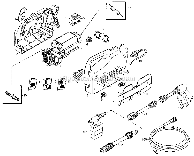 Black and Decker PW1350-AR (Type 1) Pressure Washer Power Tool Page A Diagram